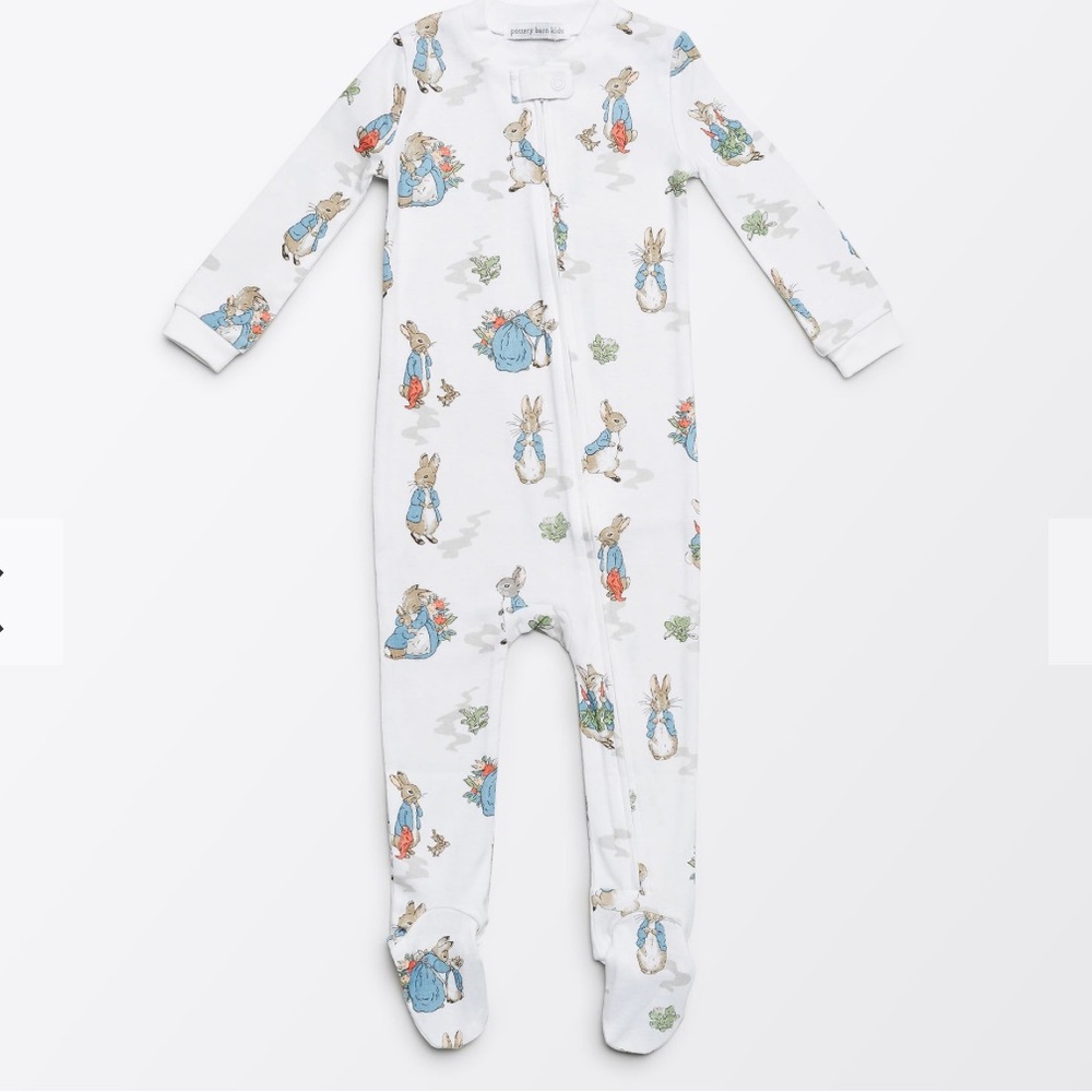 Pottery Barn Kids Peter Rabbit print zip pajamas
